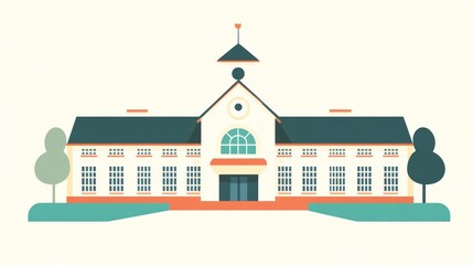 Classic School Building Illustration
