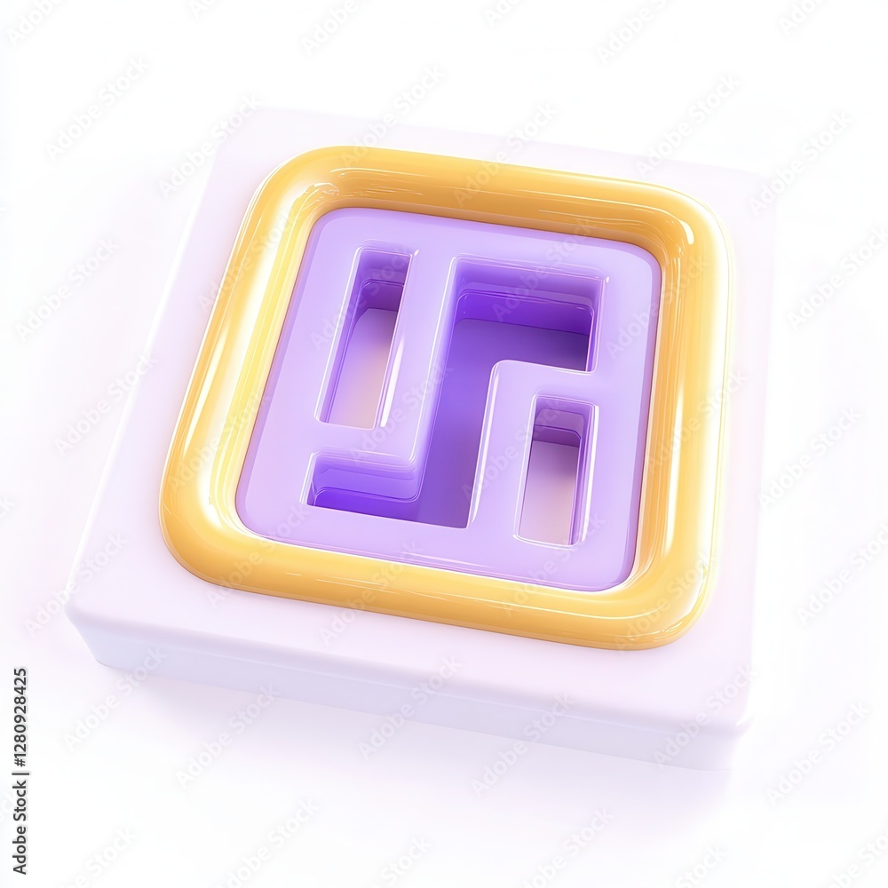 Poster a colorful 3d rendering featuring a geometric shape in pastel colors with a sleek design.