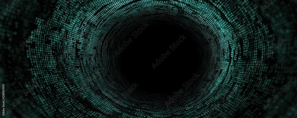 Poster abstract teal digital code tunnel futuristic data stream cyberspace vortex