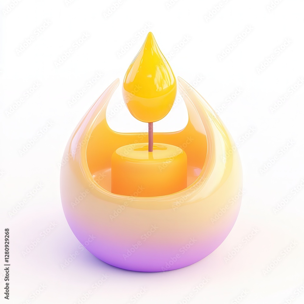 Poster a modern, stylized candle with a yellow gradient and teardrop design, creating a visually appealing 