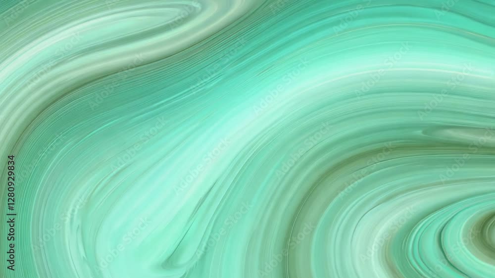 Poster seamless loop video of an abstract fractal ripples in a seafoam green gradient background featuring 