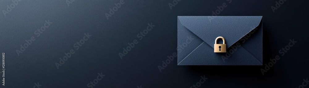 Poster encrypted envelope with lock on dark background representing security and confidentiality in communi
