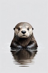 Minimalist Logo of a Cute Sea Otter on a White Background