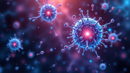 Fototapeta premium Visual representation of Semaglutide with microscopic cells floating in space.