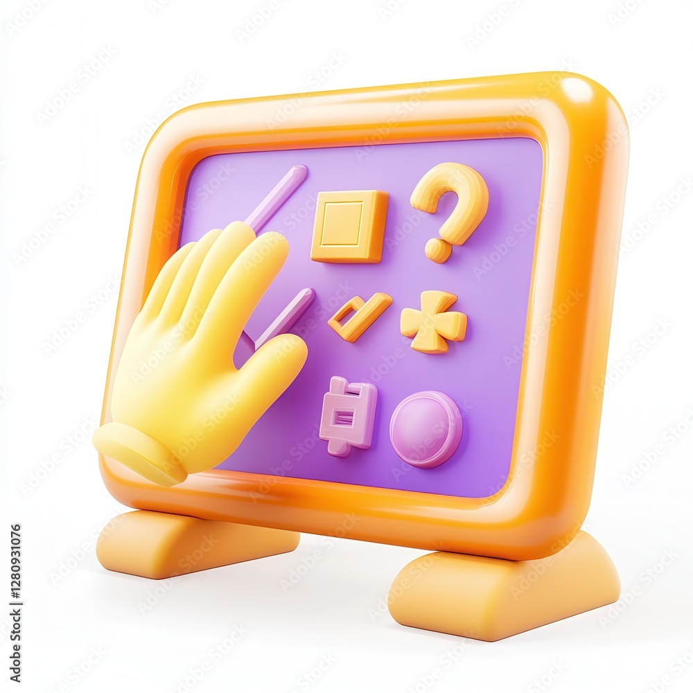 Aufkleber 3d illustration of a vibrant touch screen interface with various icons and a hand interacting with i