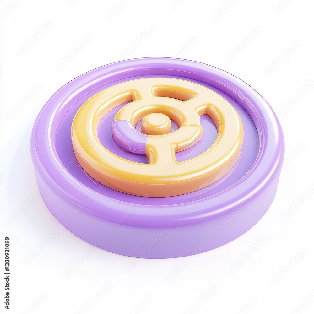 Poster a colorful 3d representation of a circular object with a spiral pattern, showcasing vibrant purple a