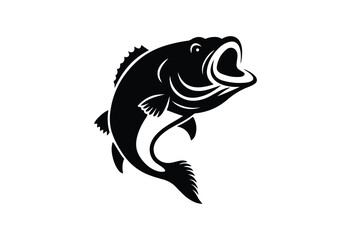 Bold Bass Silhouette on white background