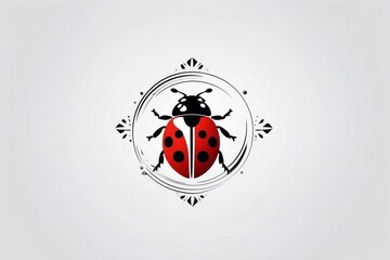 Minimalist Logo Featuring a Beautiful Ladybug on a White Background