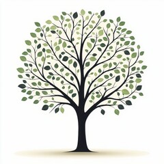 Obraz premium Lush Green Tree with Full Foliage Nature Illustration Spring or Summer Tree Design