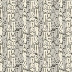 Elegant Cycladic-inspired pattern in beige and grey colors, reflecting minimalist Cycladic art. A timeless choice for refined wallpapers and fabric. Ancient Greek statue pattern.