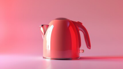red electric kettle glossy
