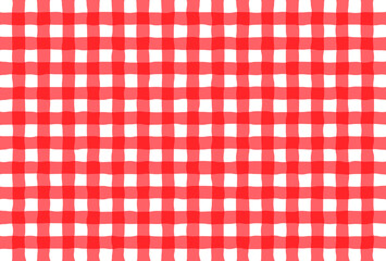 手書き感のあるギンガムチェック（赤）、背景素材、壁紙