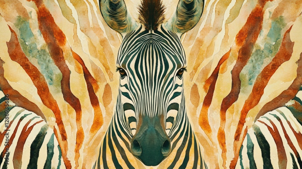 Poster an abstract and modern zebra portrait with intricate patterns. ideal for home or office decor as a c