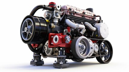 car engine with red details