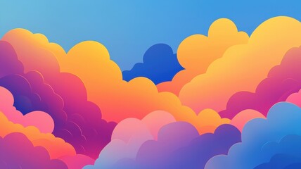 Fototapeta premium Vibrant Colorful Cloudscape Abstract Sunset Sky Background Illustration