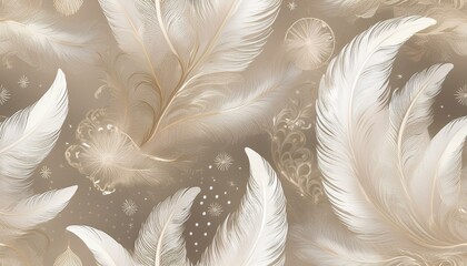 Light and airy seamless pattern featuring angelic white feathers, delicate lace details, and soft pastel Easter eggs, creating an elegant and serene springtime ambiance.