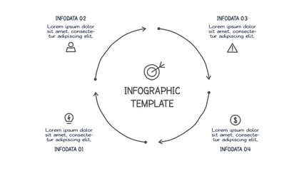 Doodle infographic elements with 4 options. Vector business template for presentation