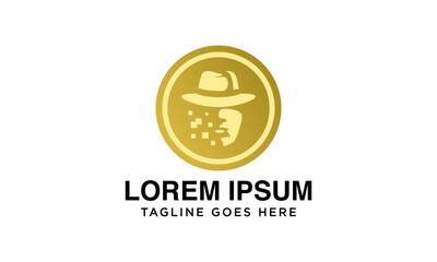 coin money detective face logo