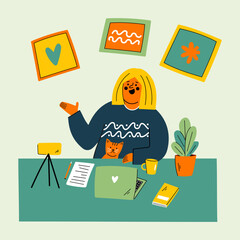 Remote Work with Cat and Laptop