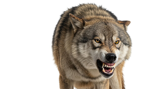 Fototapeta Isolated Snarling Wolf Showing Teeth in Aggressive Stance