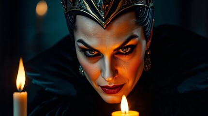The Evil Queen, Stepmother of Snow White, Alone by Candlelight in the Castle