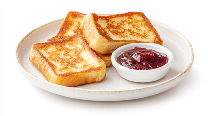 Close up of delicious french toast with jam for breakfast inspiration