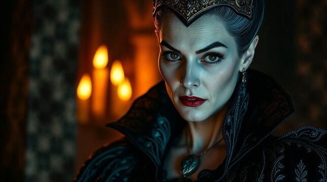 The Evil Queen, Stepmother of Snow White, Alone by Candlelight in the Castle