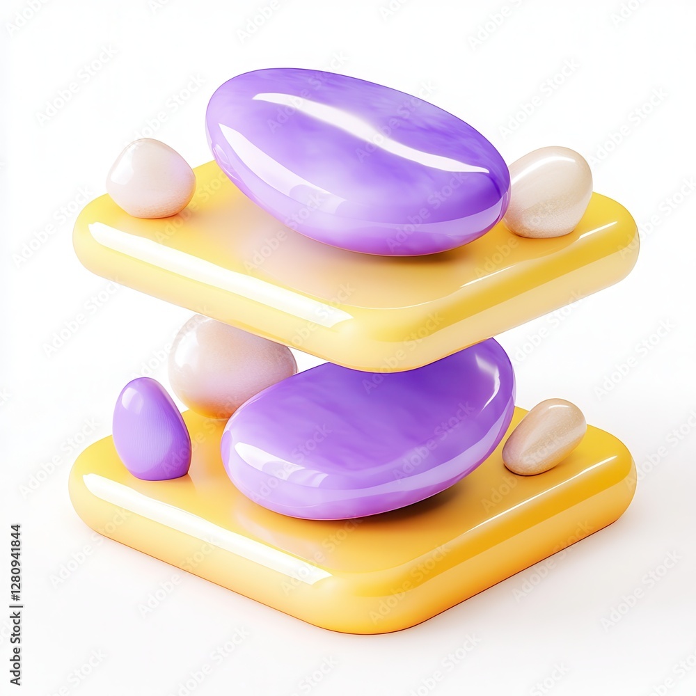 Aufkleber a vibrant 3d rendering featuring colorful glossy shapes arranged on a bright background, showcasing 