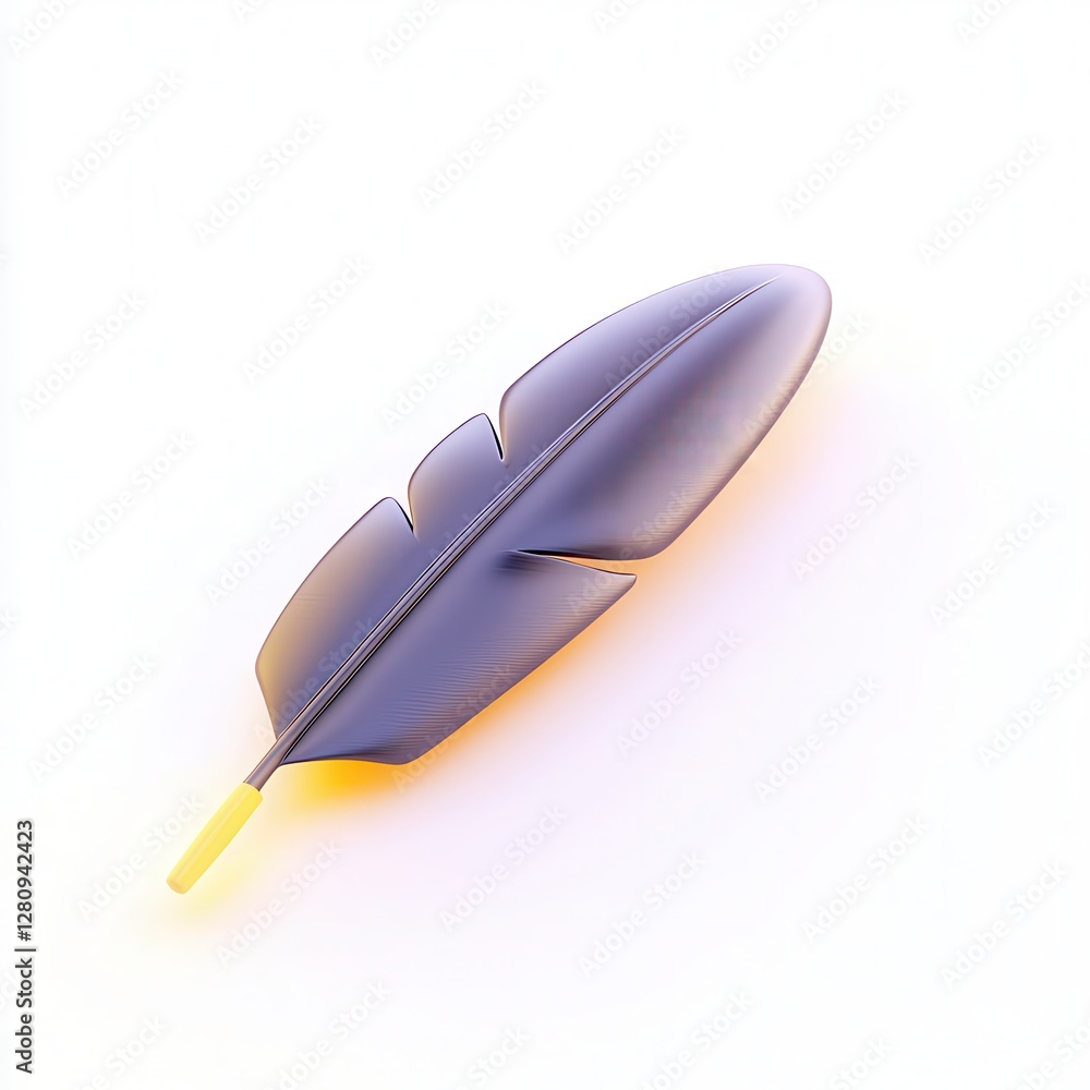 Poster a stylized 3d feather with a gradient color scheme, emphasizing elegance and creativity.