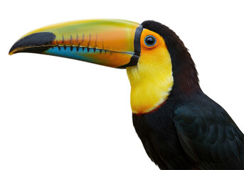 Isolated Portrait of a Colorful Toucan Bird with Large Beak