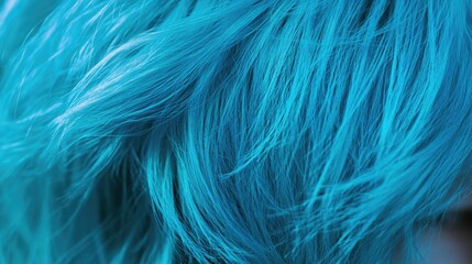 Obraz premium This image showcases the close-up details of a woman's hair and part of her face, featuring shades of blue with a focus on texture and style.