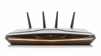 Fototapeta premium powerful gaming router with antennas and orange ports