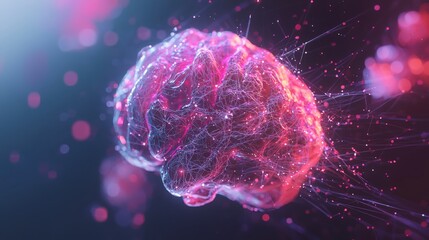 A digital network forming a complex brain structure, symbolizing scientific discovery, artificial intelligence, and data-driven innovation. Ideal for AI concepts, neuroscience, machine learning