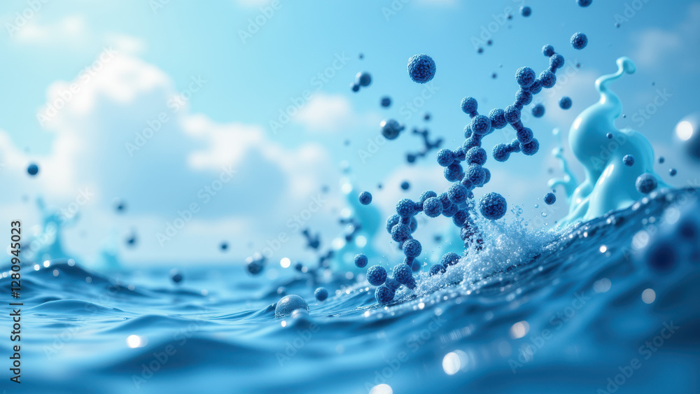 Poster close-up image showing a cluster of cells interacting with water droplets, highlighting semaglutide'