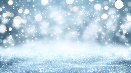 Fototapeta premium Sparkling Silver Glitter Background with Bokeh Lights