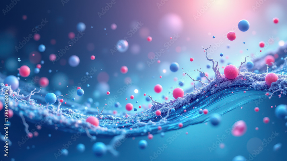 Poster a dynamic visual representation with water droplets and bubbles, symbolic of semaglutide's molecular