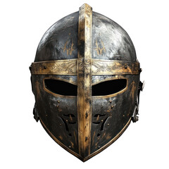 Medieval knight helmet isolated on transparent background
