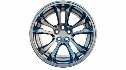 modern alloy car wheel with polished metallic finish