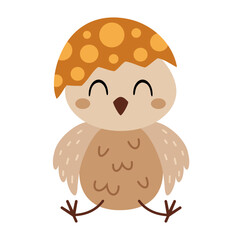 Boho chicken clipart. Cute Easter chick in cartoon flat style. Hand draw vector illustration