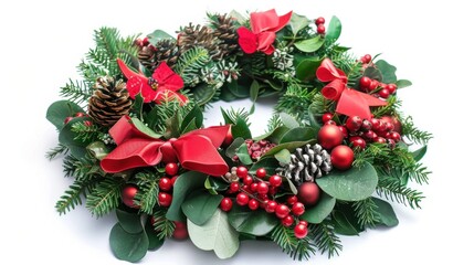 minimal green leaf wreath on a white background