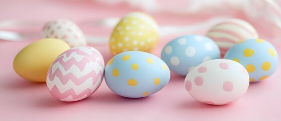 Pastel Easter Eggs Pink Background Festive Design