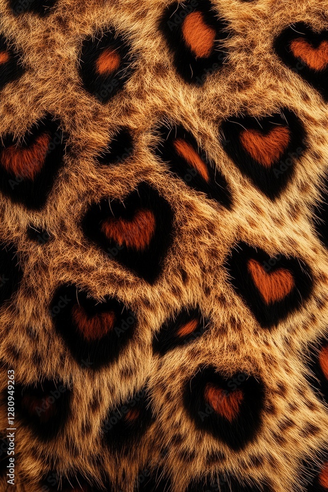 Poster the image showcases a distinctive leopard print with a heart design.