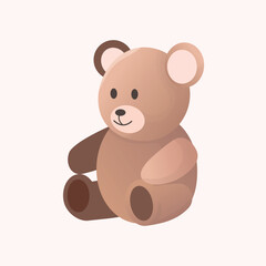 Cartoon brown bear sitting on a white background