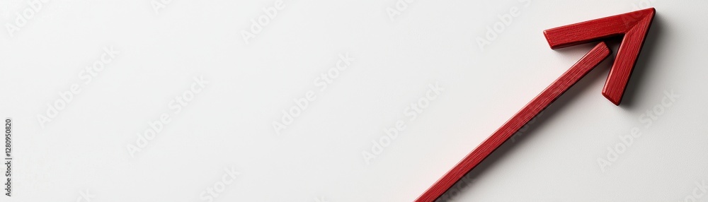 Poster red arrow pointing upward on a minimalist background symbolizing growth and progress in business or 