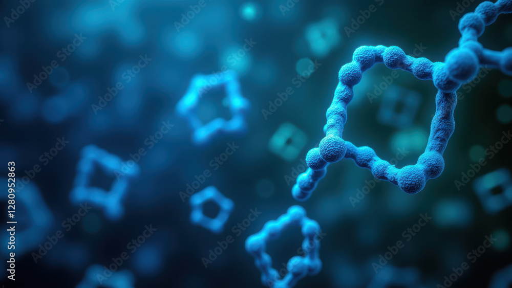 Aufkleber a microscopic view of semaglutide molecular structures with a blurred background.