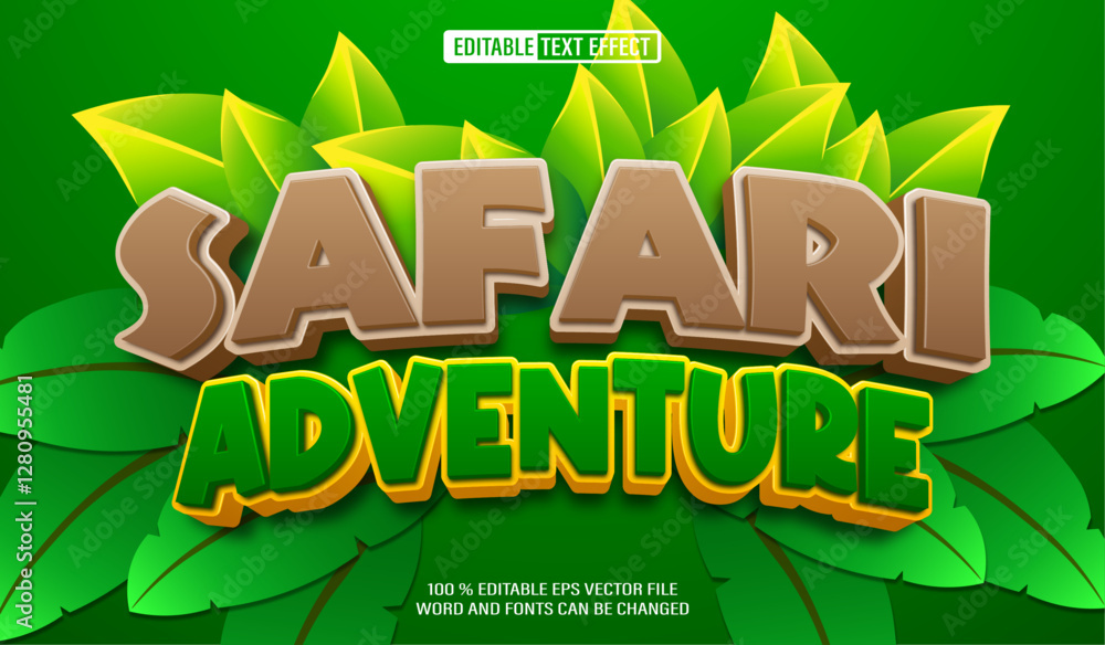 Poster editable 3d text style effect - safari adventure food text effect template