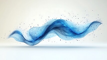 Abstract blue wave design, dynamic movement, light background, digital art, graphic element