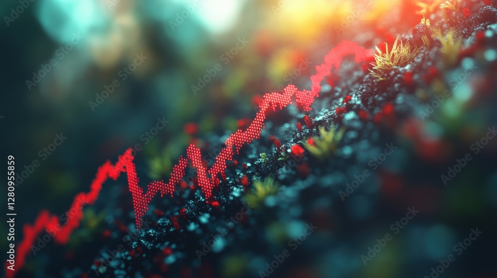 Aufkleber abstract representation of fluctuating data trends over a colorful, textured background