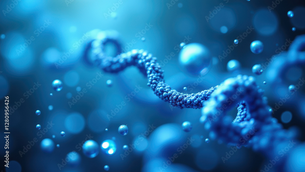 Poster image depicts a microscopic view of semaglutide with blue glowing particles floating around its stru