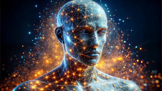 Human Figure Made of Neural Connections, AI Visualization for Tech Business and Software Development